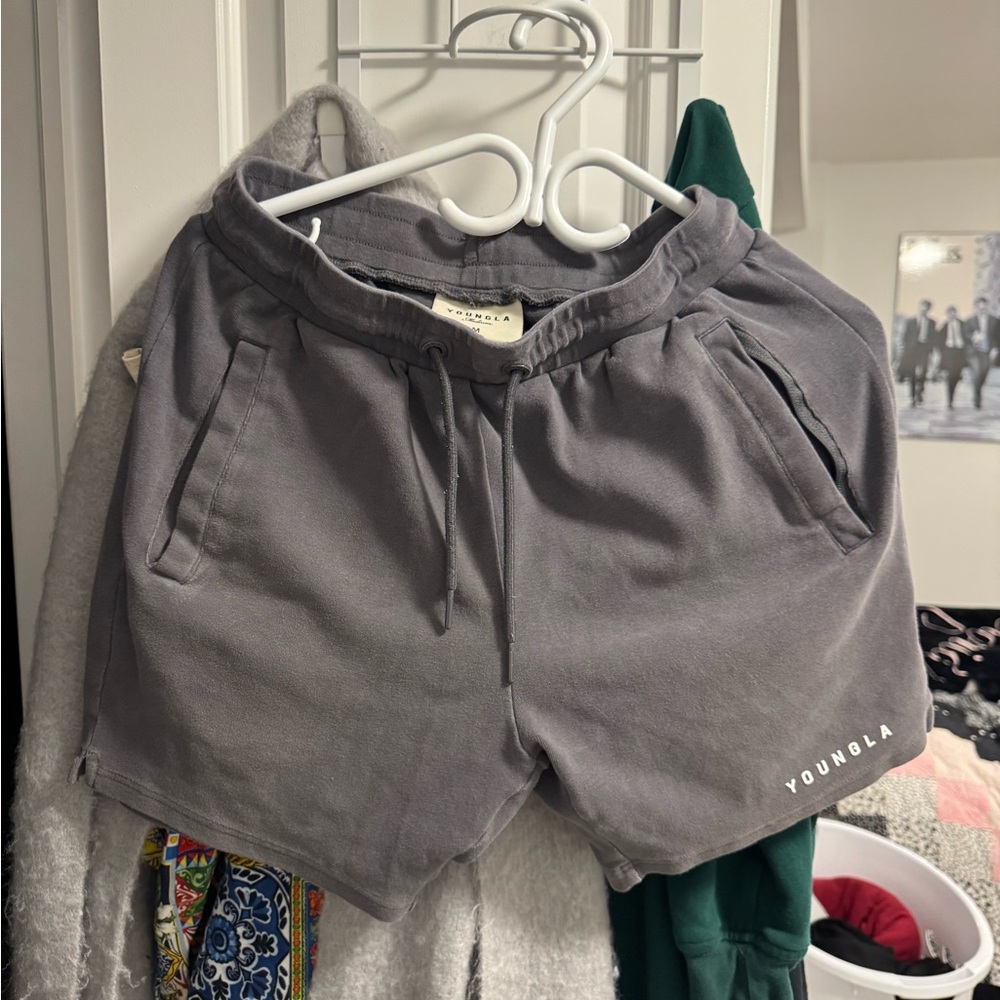YoungLA Gray Athletic Shorts with Drawstring Waistband